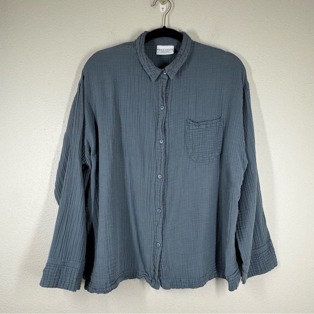 PARACHUTE Gray Organic Cotton Gauze Long Sleeve Button Up Top Oversized Shirt XL